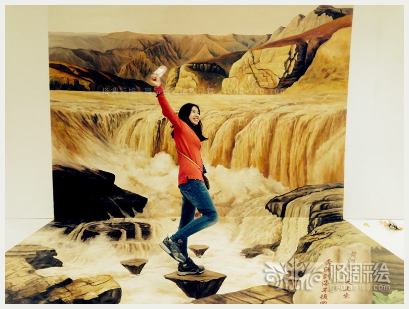 北京环宇辰星黄河3D画展-西安格调彩绘,西安彩绘,西安手绘墙,西安3D立体画