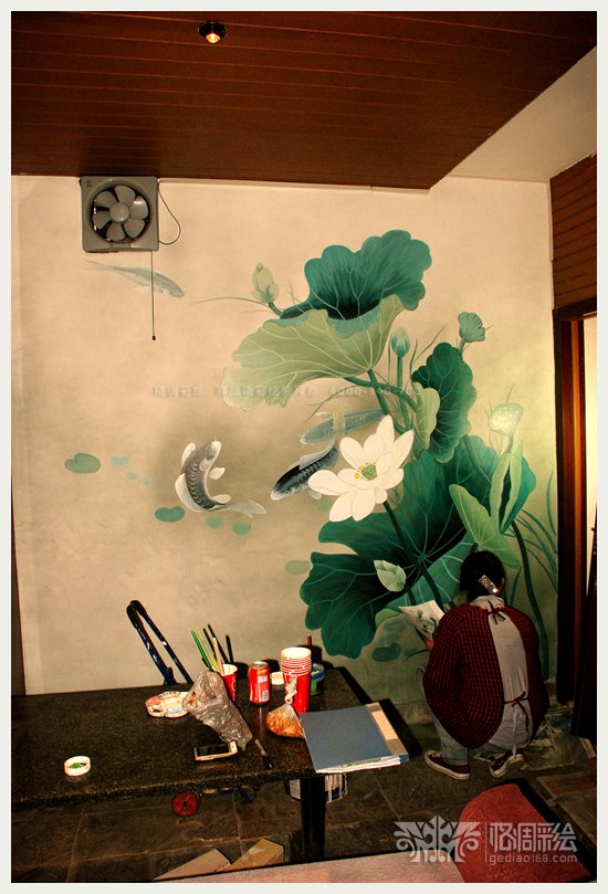 零距离茶社-西安格调彩绘,西安彩绘,西安手绘墙,西安3D立体画